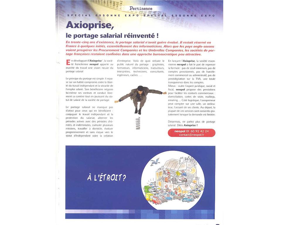 Article du magazine Pertinence, photo centrale et textes