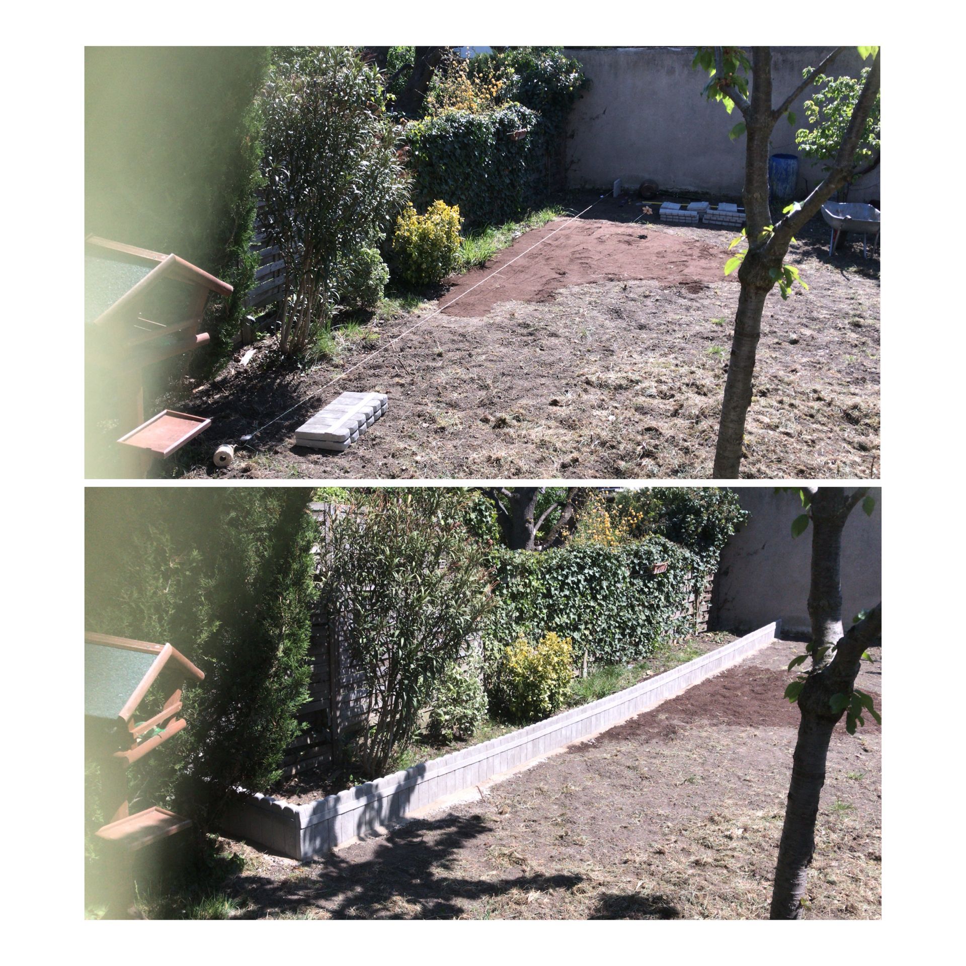 Pose d'une bordure en bois