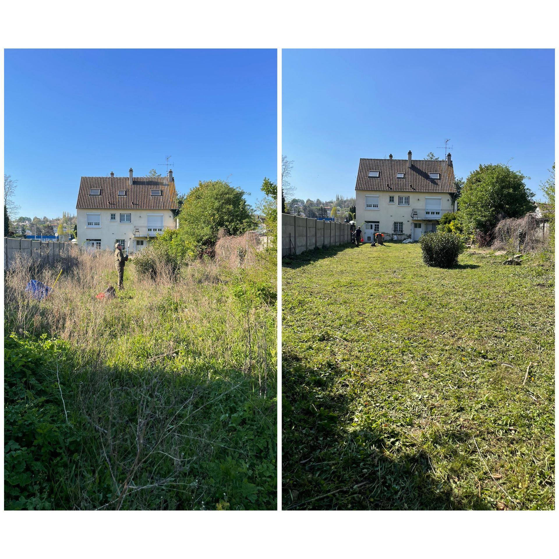 Débroussaillage d'un terrain d'une maison