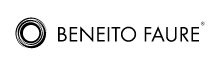 Un logotipo en blanco y negro para Beneito Faure sobre un fondo blanco.