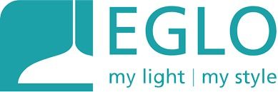 El logotipo de eglo my light my style es azul y blanco.