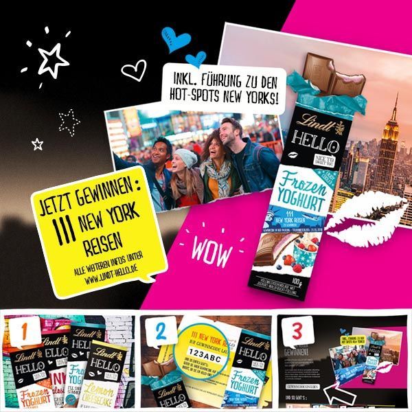 Content für Social Media - Eine Collage aus Fotos und einem Schokoriegel auf einem Tisch.