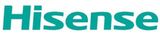Logotipo de Hisense en color verde azulado.