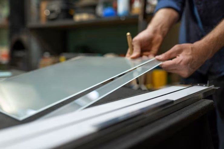 Detail: Starke Funkenfontäne beim Trennen von Metall mit Trennschleifer – Handwerker bei der Arbeit