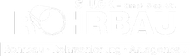 Blasses weißes Logo mit kreisförmigem Symbol und Teiltext auf hellem Hintergrund