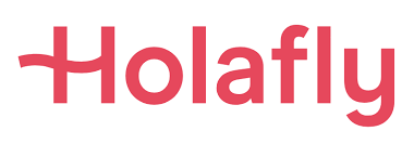 Logotipo de Holafly en coral.