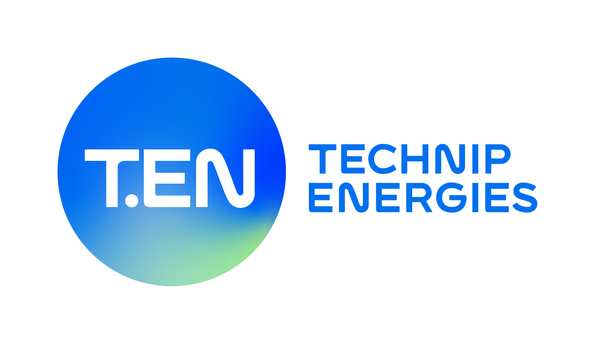Logotipo de Technip Energies: un círculo degradado azul y verde con 