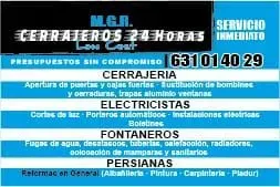 Un anuncio azul y blanco de una empresa llamada cerrajeros 24 horas.