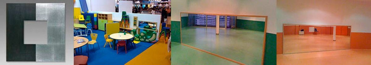 Un collage de imágenes muestra un aula con mesas y sillas.