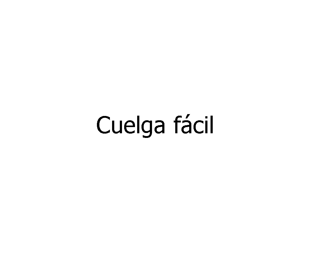Un fondo blanco con las palabras cuelga fácil en letras negras.