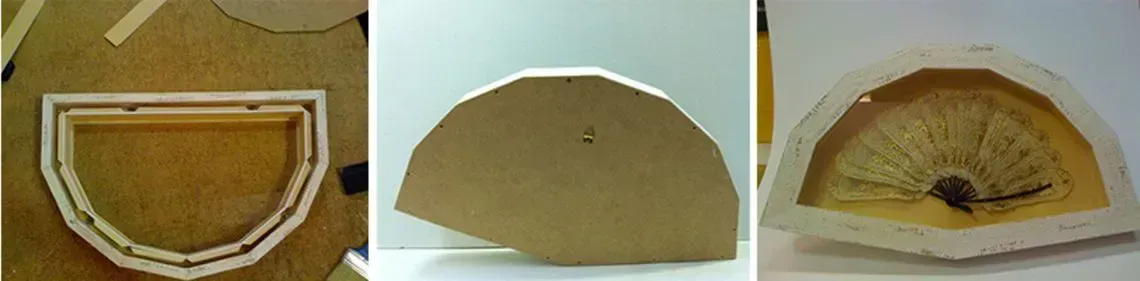 Un collage de tres imágenes de un trozo de madera.