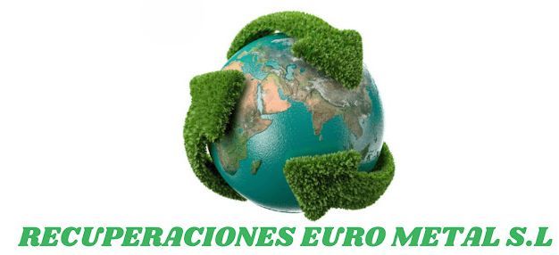 El logotipo de Recuperaciones Euro Metal SL muestra un globo terráqueo rodeado de césped verde.