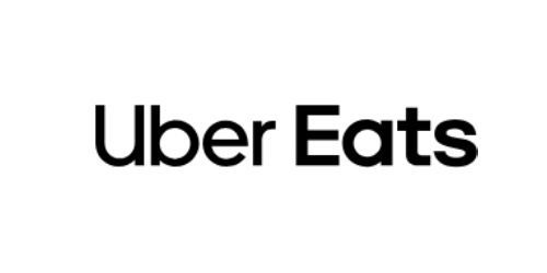 Logo Uber Eats en texte noir sur fond blanc.