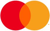 Mastercard Zwei sich überlappende Kreise, links rot und rechts orange, die dem Mastercard-Logo ähneln.