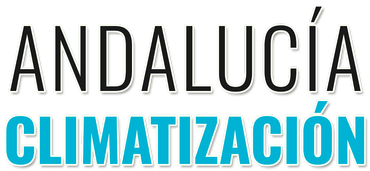 Las palabras "ANDALUCÍA" en negro y "CLIMATIZACIÓN" en cian sobre un fondo blanco.