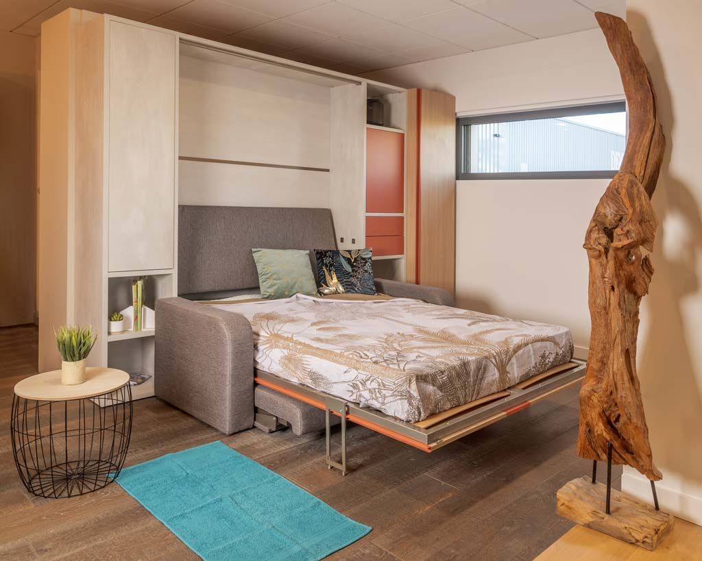 Canapé-lit deux places ,encastrable , ouvert