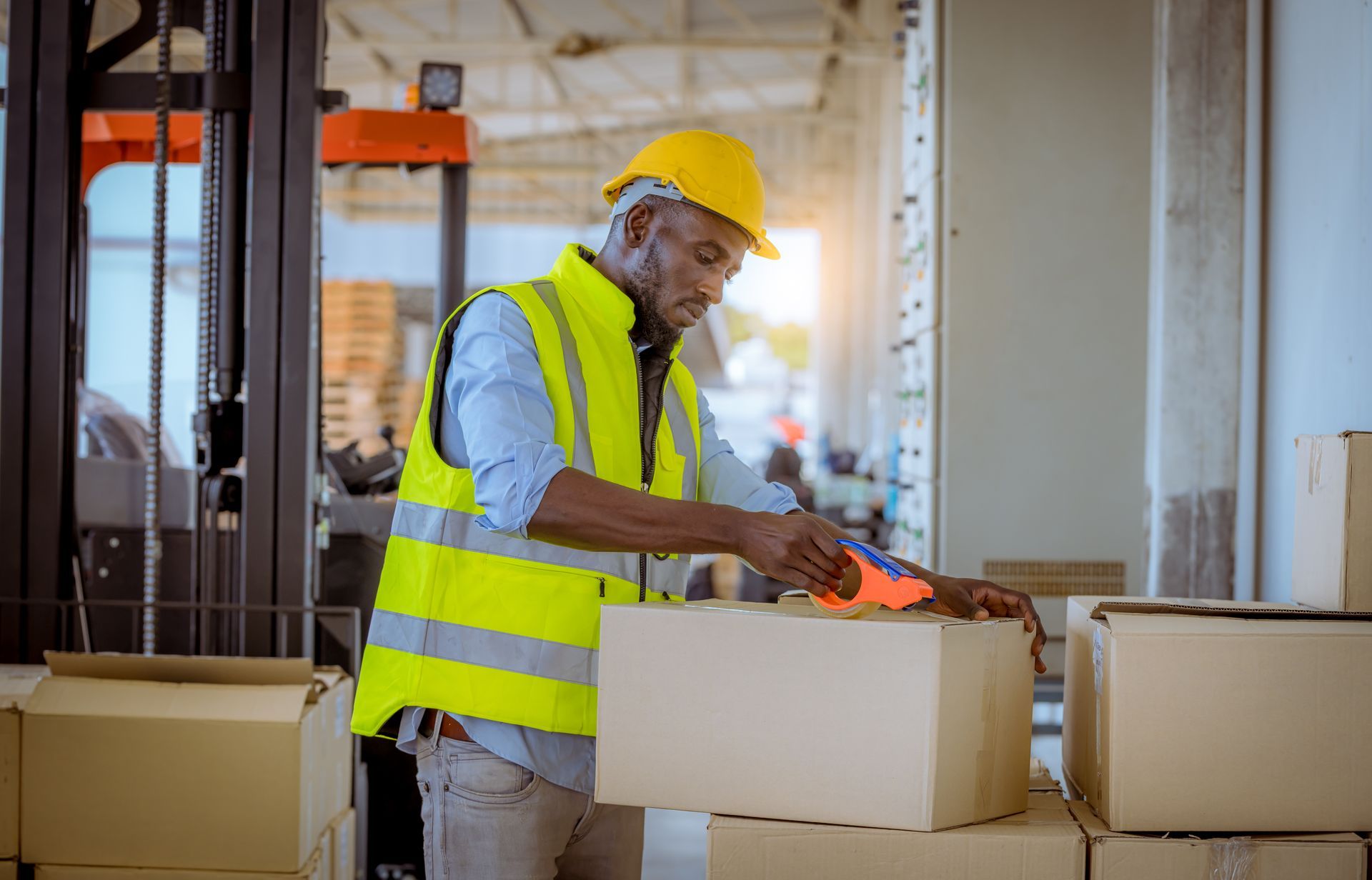 Un travailleur portant un gilet jaune.