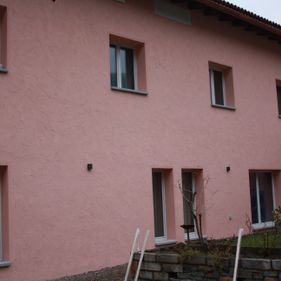 Facciata esterna intonaco bio termico Tillica - DEPTech Stabio - Ticino