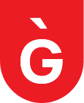 Logotipo de escudo rojo con una letra G estilizada blanca y una marca de acento