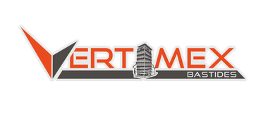 Logotipo con la palabra "VERTIMEX" en naranja y negro, con ilustración de edificio y "BASTIDES".