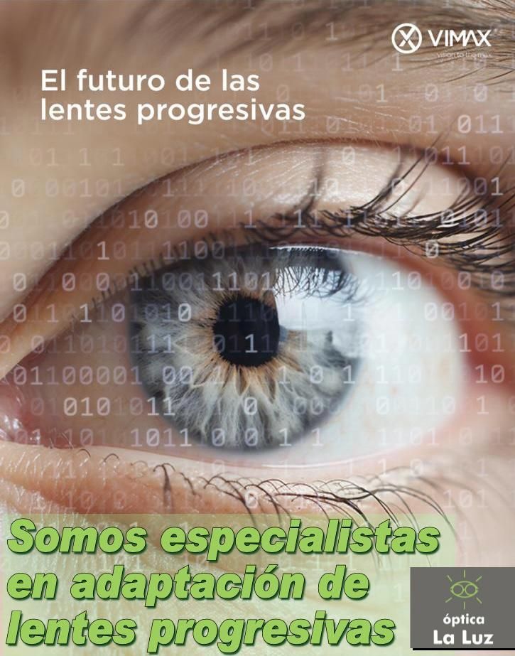 A close up of a woman 's eye with the words el futuro de las lentes progresivas