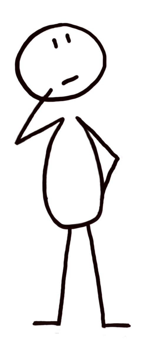 Strichmännchen mit der Hand am Kinn, das nachdenklich wirkt.