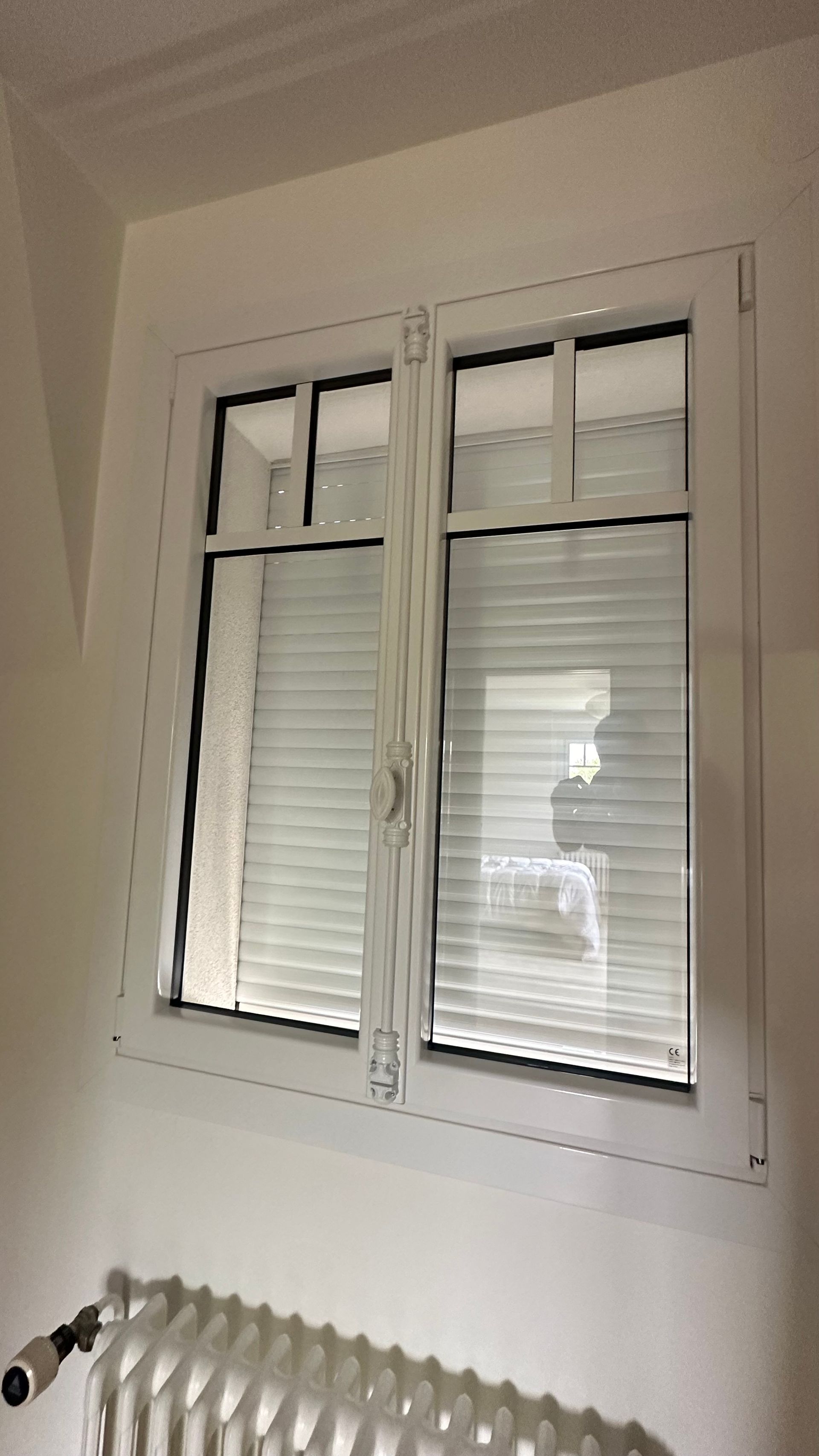 Une fenêtre avec une rambarde.