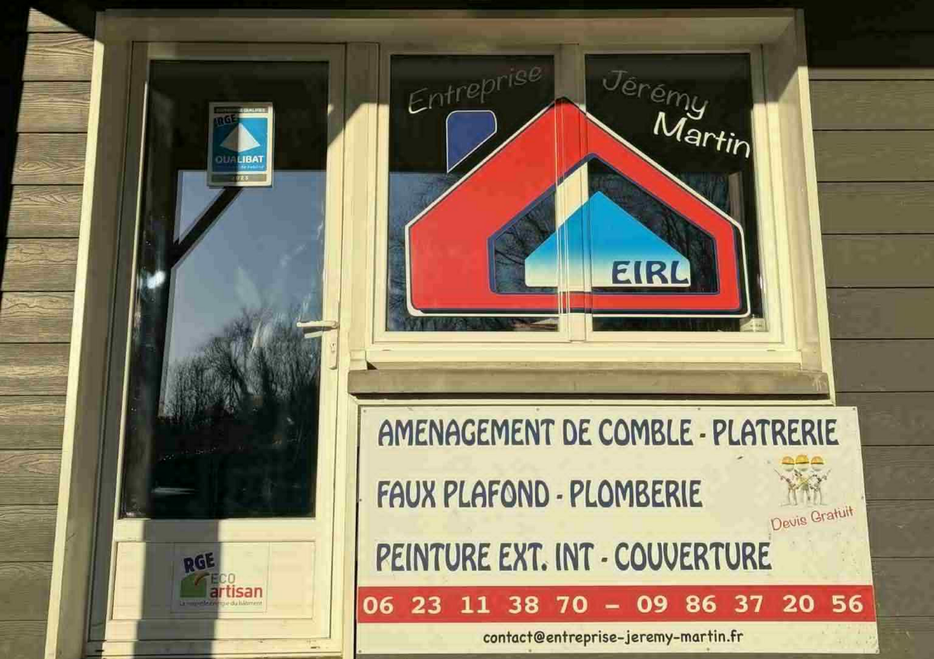 La devanture du dépôt Entreprise Jérémy Martin.