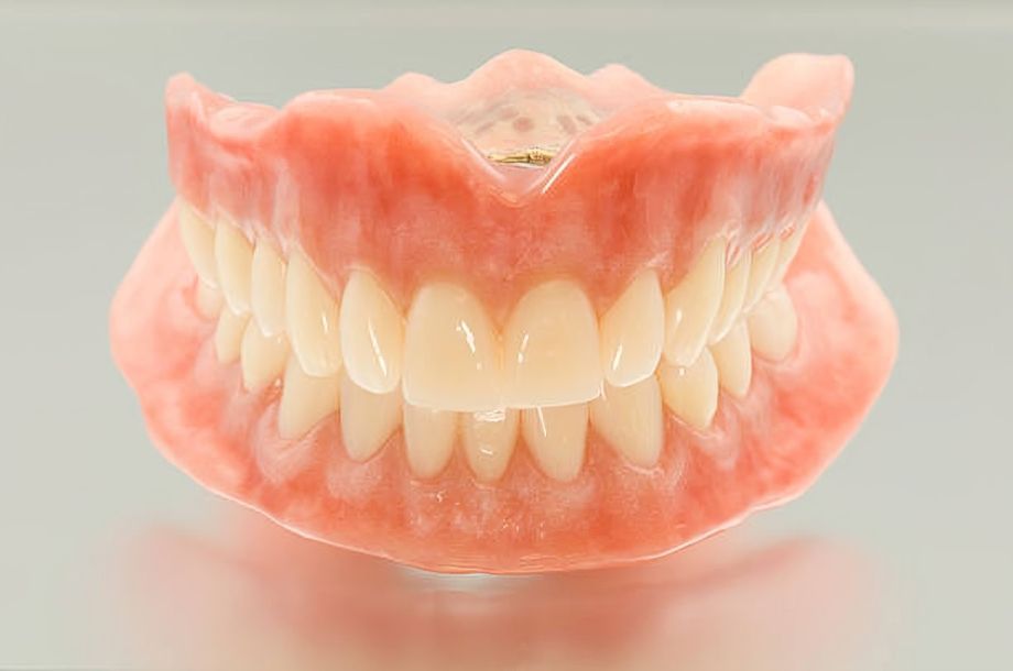 Dentista examinando os dentes de um paciente com aparelho. Close da boca e das mãos enluvadas com instrumentos odontológicos.