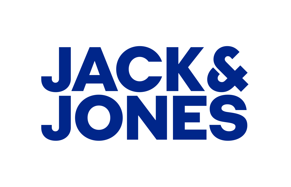 El logotipo de Jack & Jones en texto azul oscuro sobre fondo blanco.