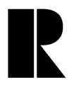 Un logotipo negro y estilizado que presenta un rect&aacute;ngulo vertical junto a una forma en forma de R con una base diagonal.