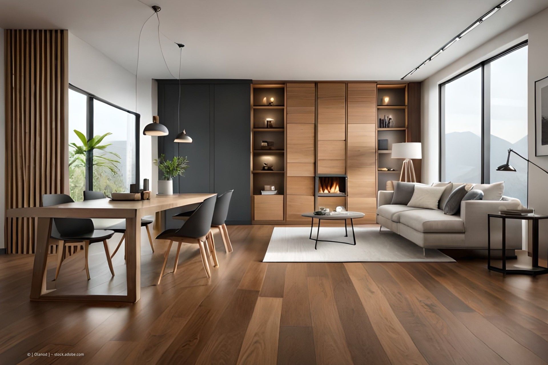 Wohnraum mit viel Holz