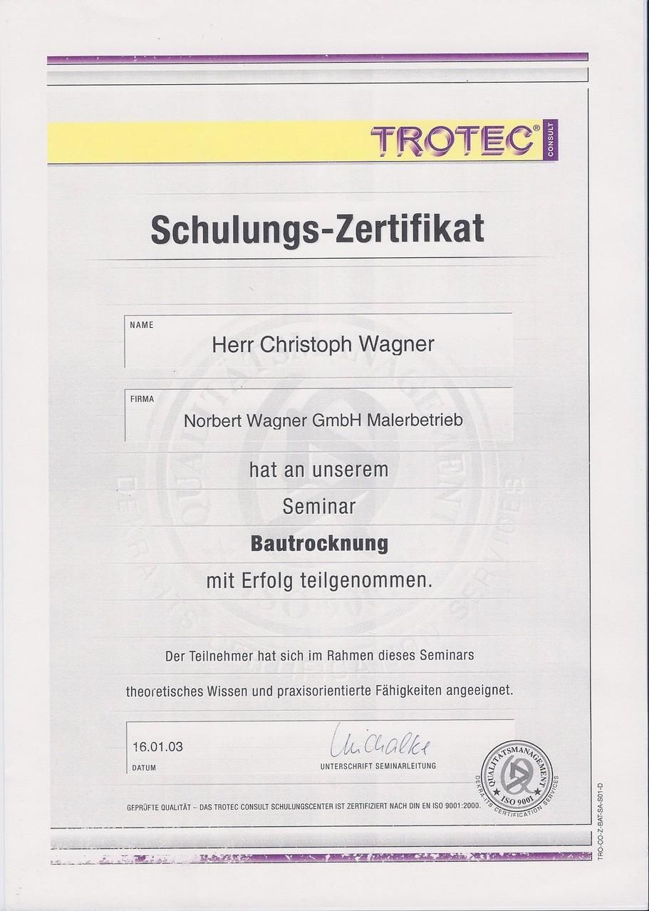 Ein Zertifikat mit der Aufschrift „Schulungs-Zertifikat“