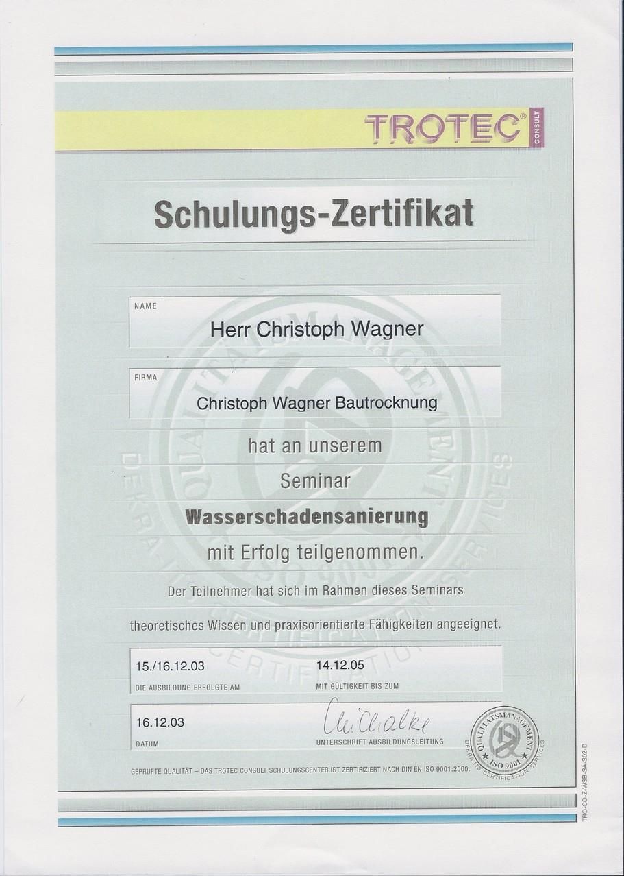 Ein Zertifikat mit der Aufschrift „Schulungs-Zertifikat“