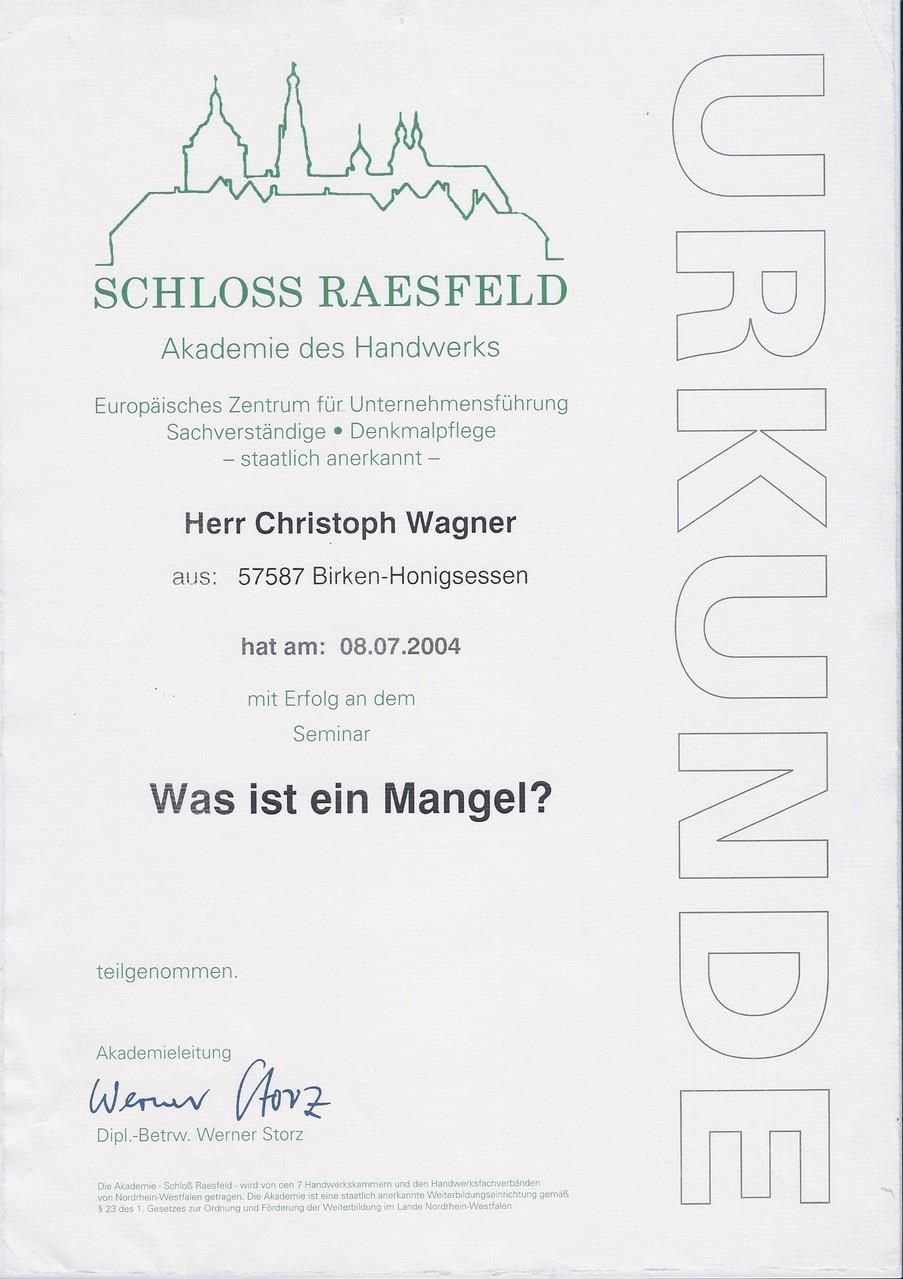 Eine Urkunde mit der Aufschrift Schloss Raesfeld