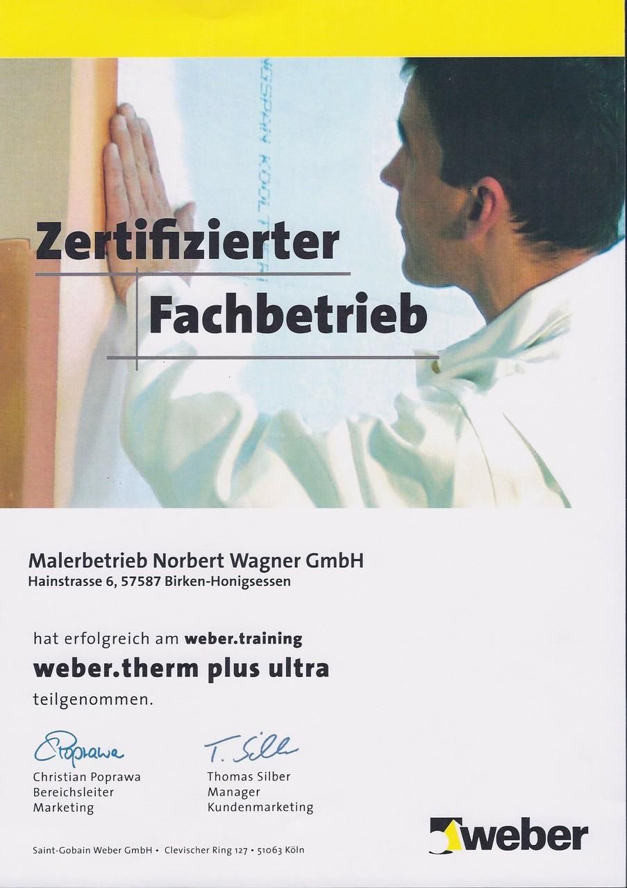 A certificate that says zertifizierter fachbetrieb on it