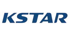 A blue and white logo for a company called kstar