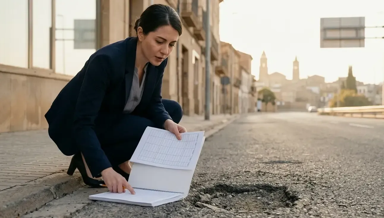 Un análisis de un tramo de calzada defectuoso en Zaragoza como prueba para una reclamación administrativa.