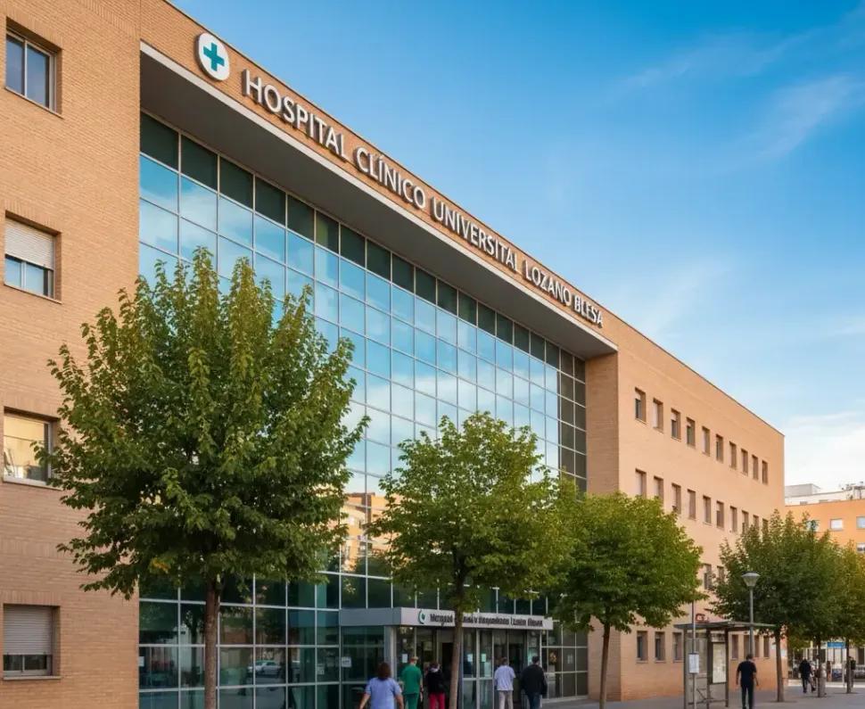 Urgencias del Hospital Clínico Lozano Blesa en Zaragoza para asistencia tras accidente de tráfico.