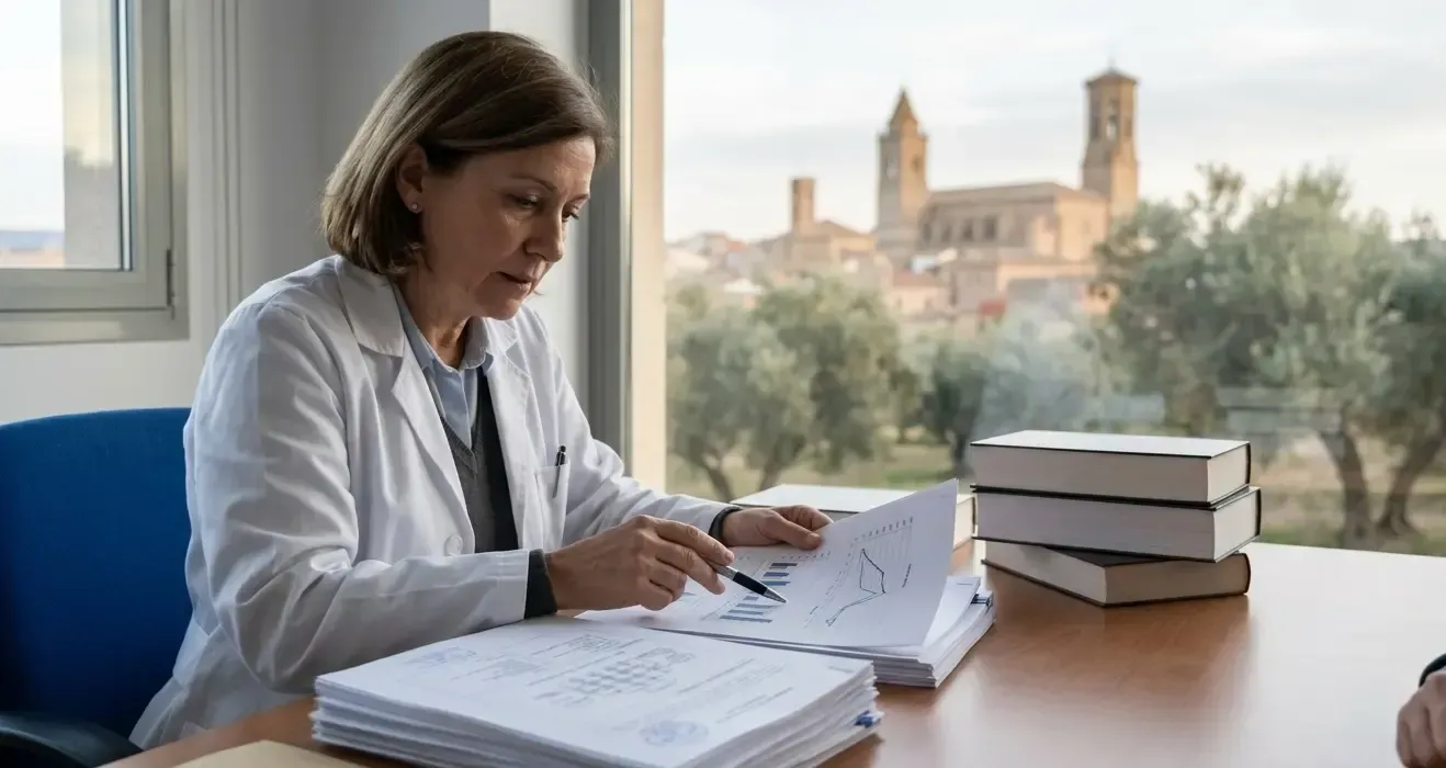 Vista de un accidente de tráfico entre un turismo y un vehículo con remolque para embarcación cerca del Mar de Aragón en Caspe