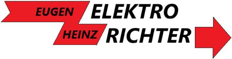 Rotes und schwarzes EUGEN HEINZ ELEKTRO RICHTER Logo mit nach rechts zeigendem Pfeil
