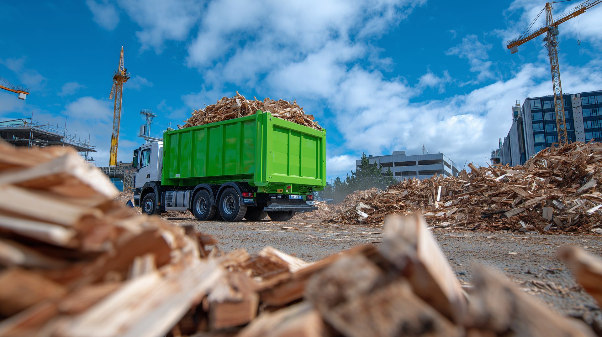 Camion-benne amenant des déchets.