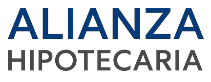 Logo de Alianza Hipotecaria en azul y gris sobre fondo blanco