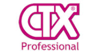 Un logotipo profesional ctx rosa y blanco sobre un fondo blanco.