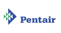 El logotipo de Pentair es un triángulo azul y verde con una flecha que apunta hacia la derecha.