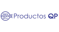 El logotipo de productos qp es azul y blanco sobre fondo blanco.