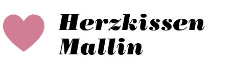 Ein rosa Herz neben dem Schriftzug „Herzkissen Mallin“ in schwarzer Schrift auf weißem Hintergrund.