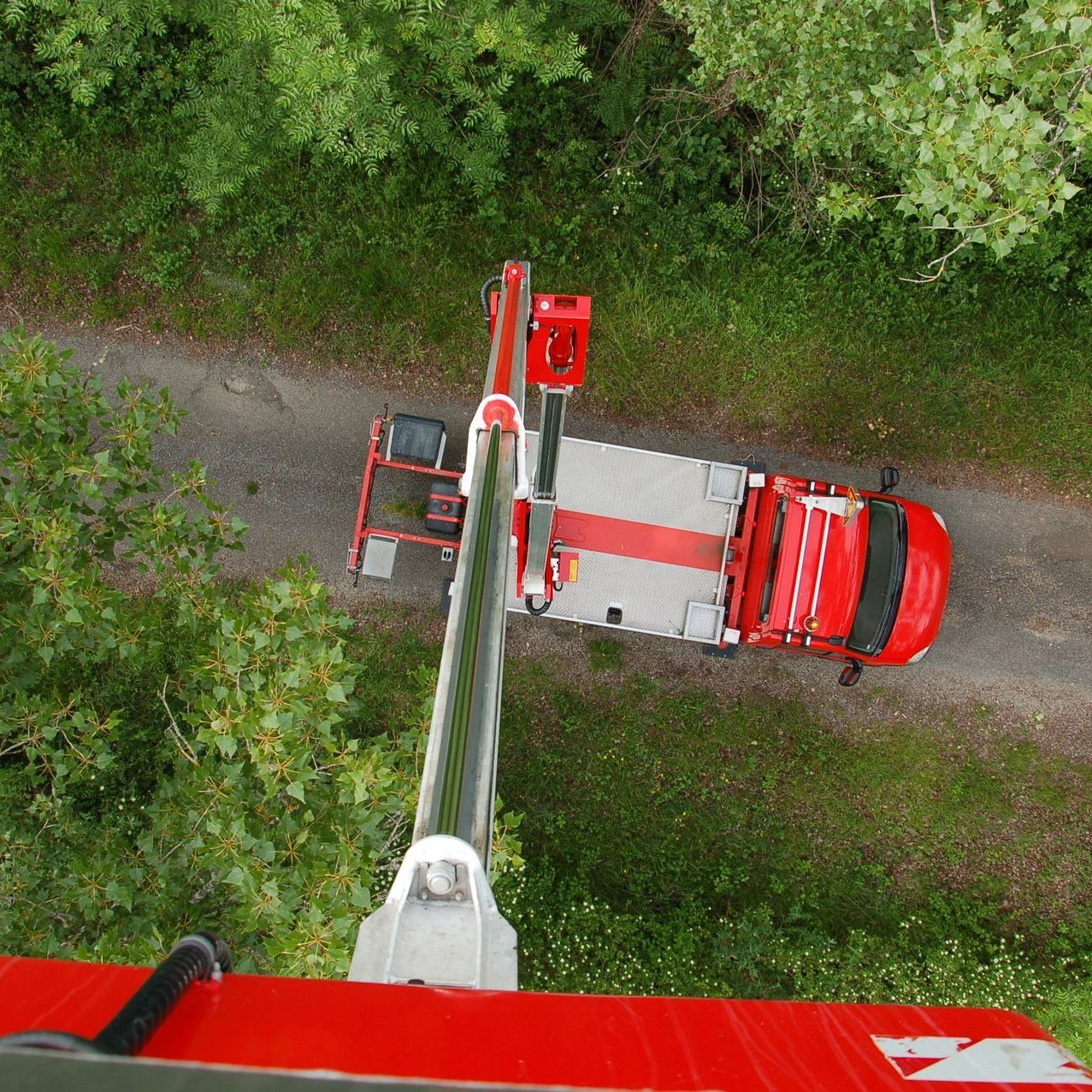 VU d'un camion depuis sa nacelle
