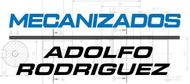 Logotipo de "Mecanizados Adolfo Rodriguez" en color azul y negro con fondo azul.