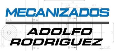 Logotipo de "Mecanizados Adolfo Rodriguez" en color azul y negro con fondo azul.